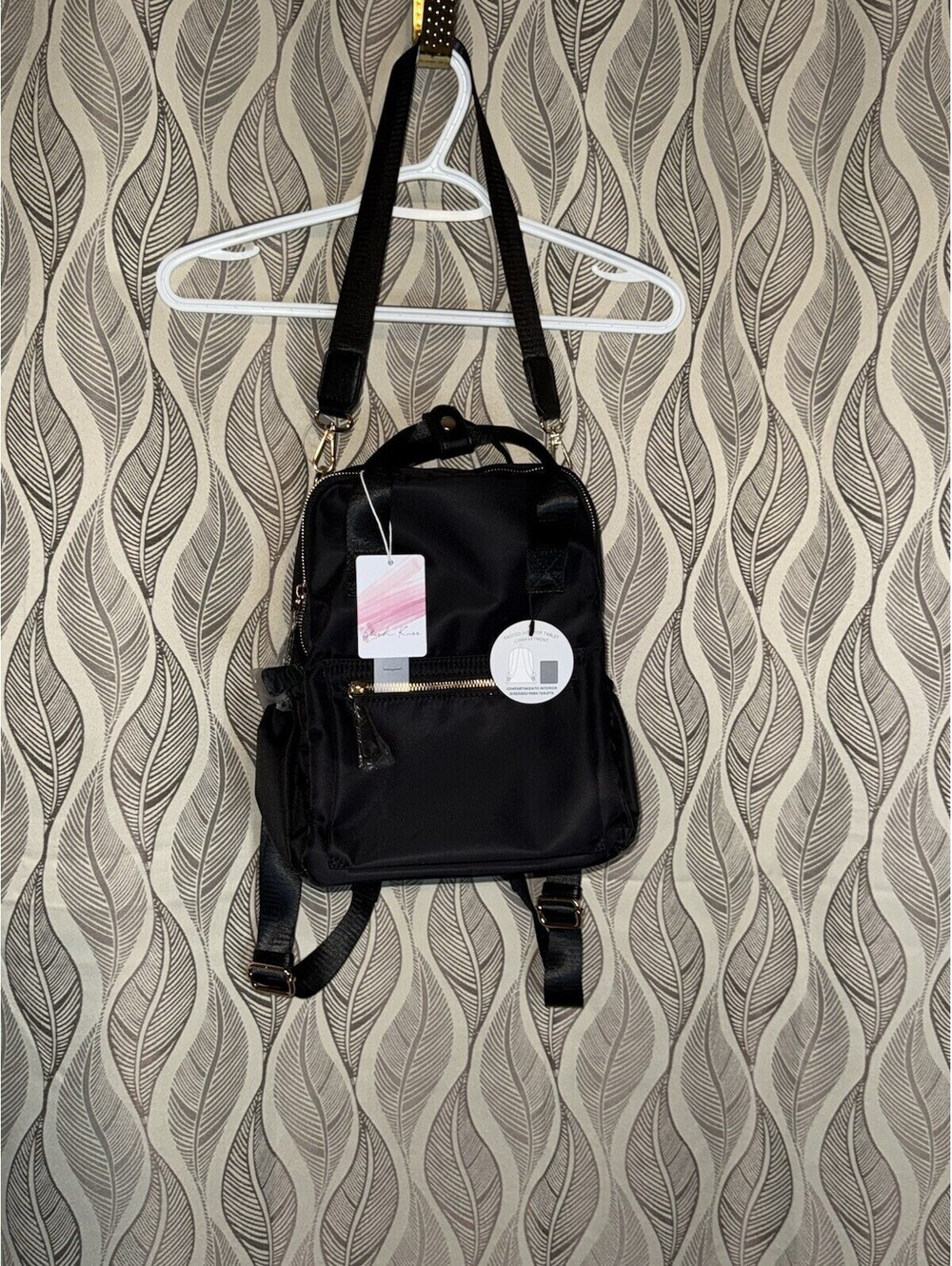 🎅🏻 NEW WITH TAG Blush Kiss PETA Approved  Purse Bag Back Pack Black